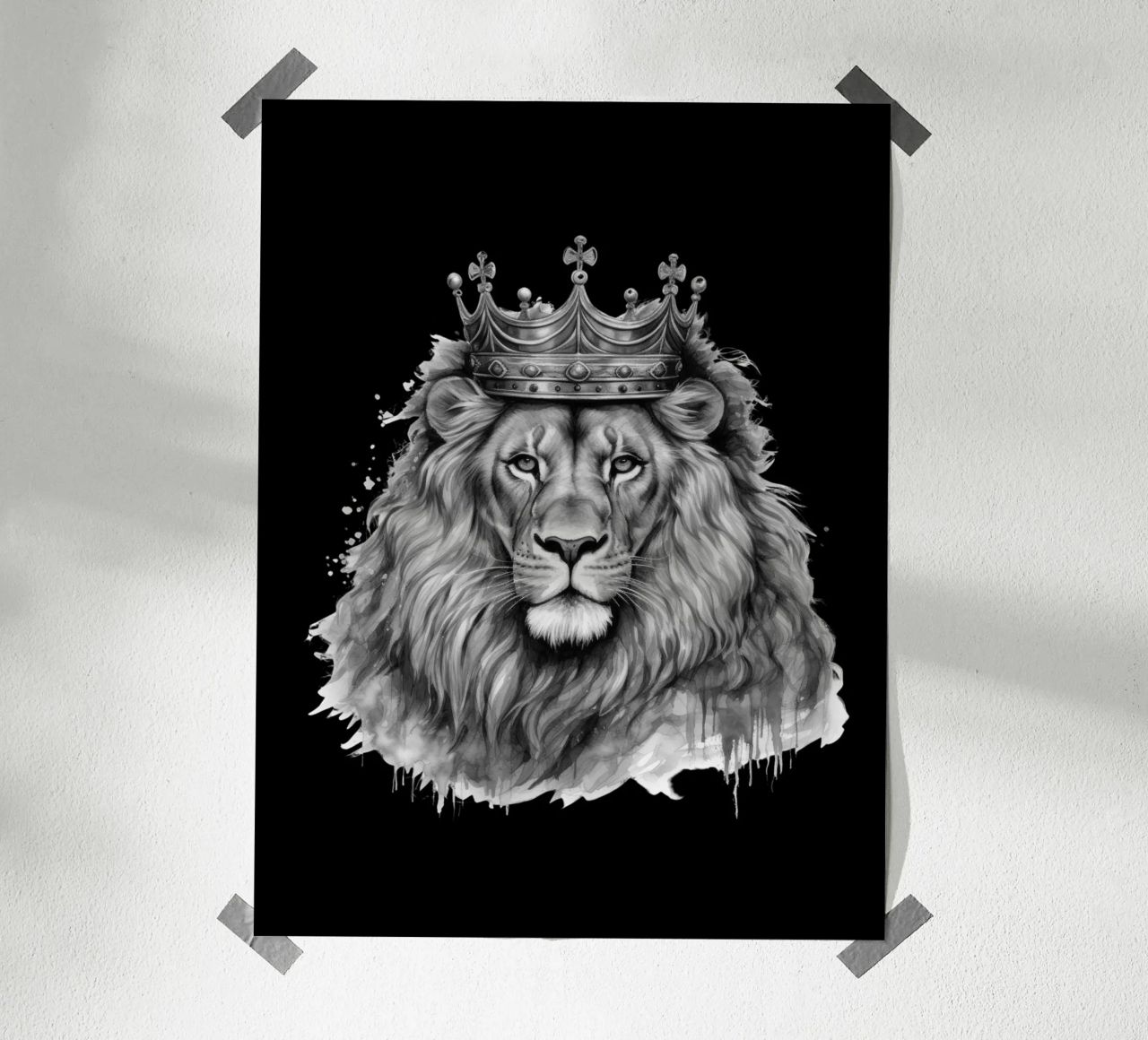 Leeuwenkoning met kroon variant 4 poster van Yaso Design & Art
