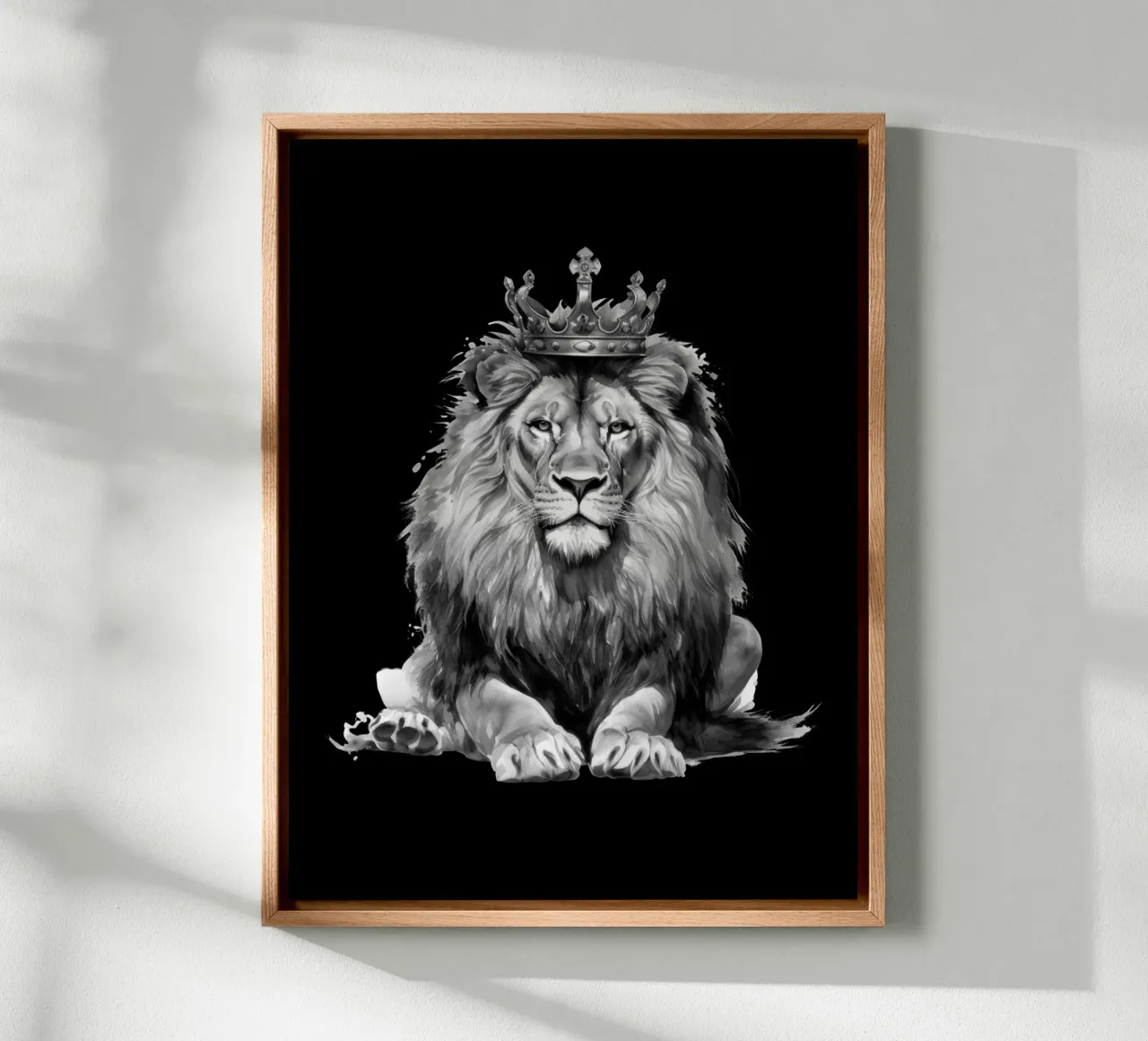 Leeuwenkoning met kroon variant 5 canvas met Baklijst van Yaso Design & Art