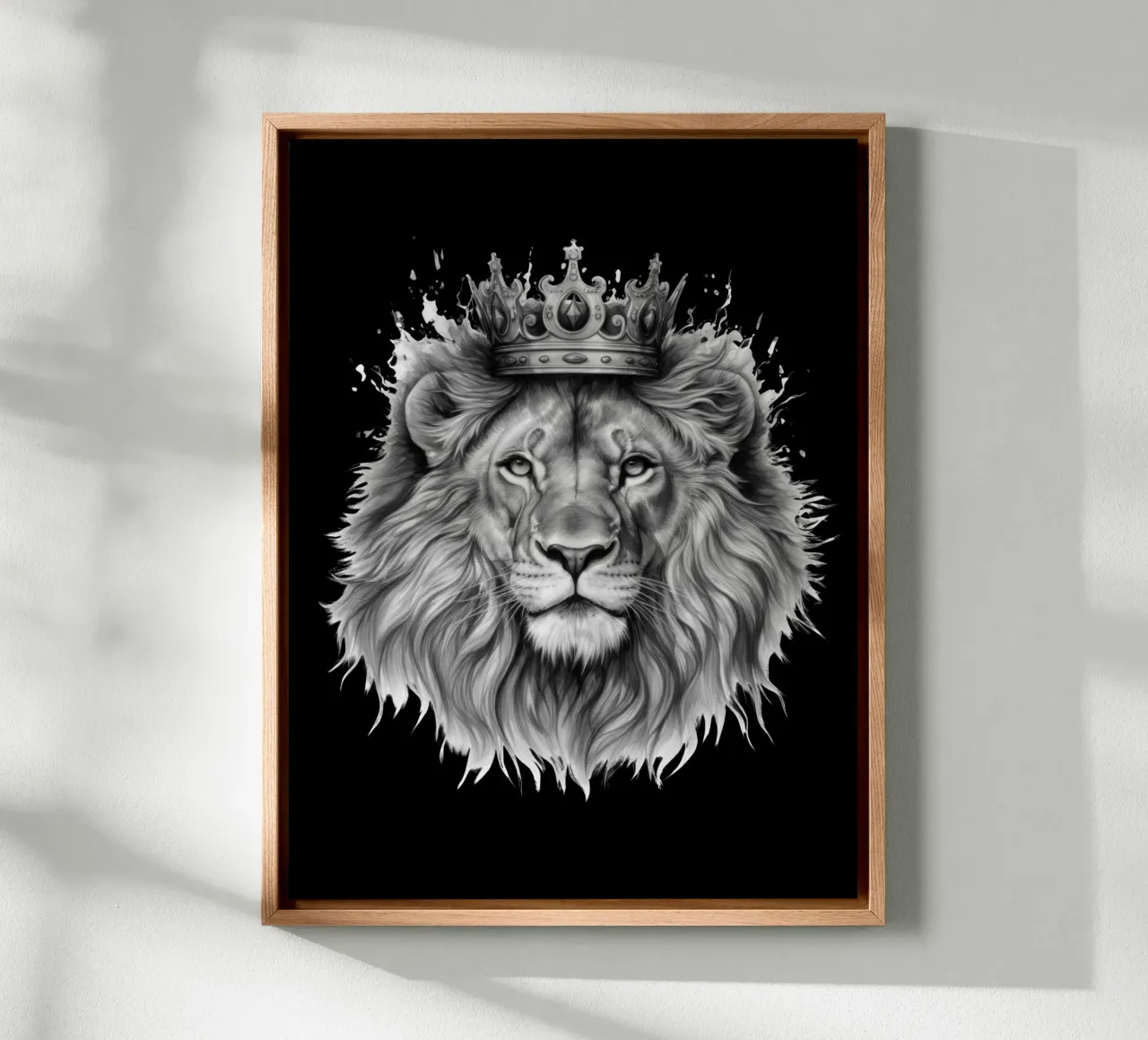 Leeuwenkoning met kroon Variant 6 canvas met Baklijst van Yaso Design & Art