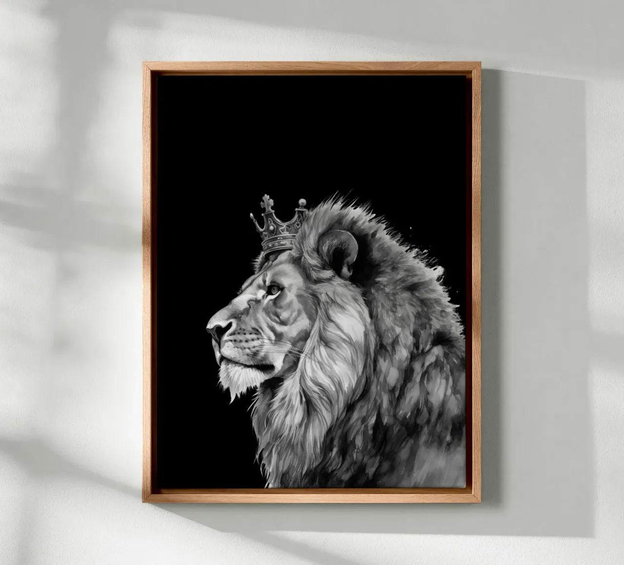 Leeuwenkoning met kroon Variant 7 canvas met Baklijst van Yaso Design & Art