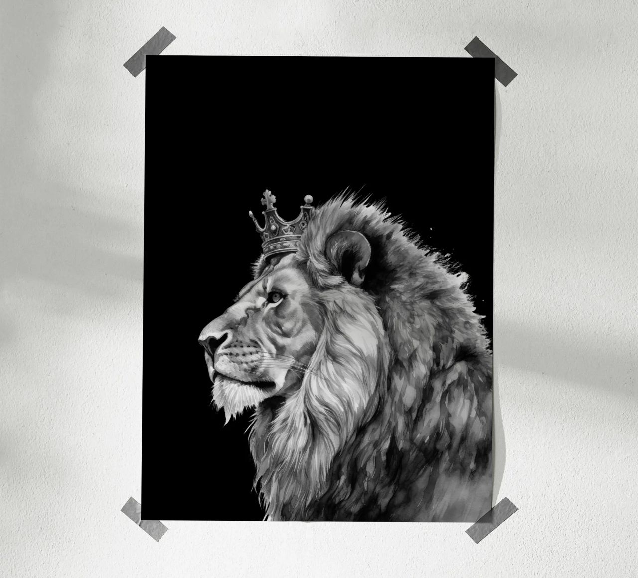 Leeuwenkoning met kroon Variant 7 poster van Yaso Design & Art