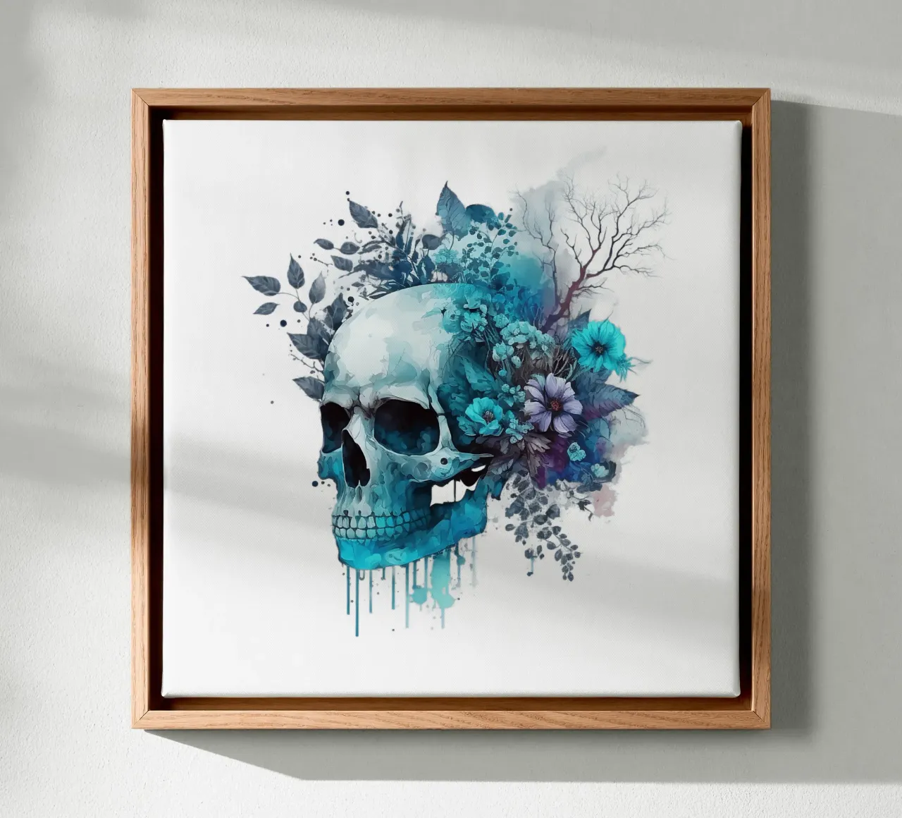 Cranio colorato con fiori tela da Yaso Design & Art