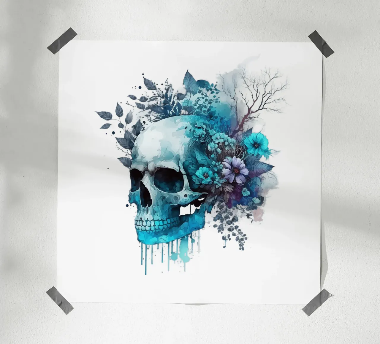 Cranio colorato con fiori poster da Yaso Design & Art