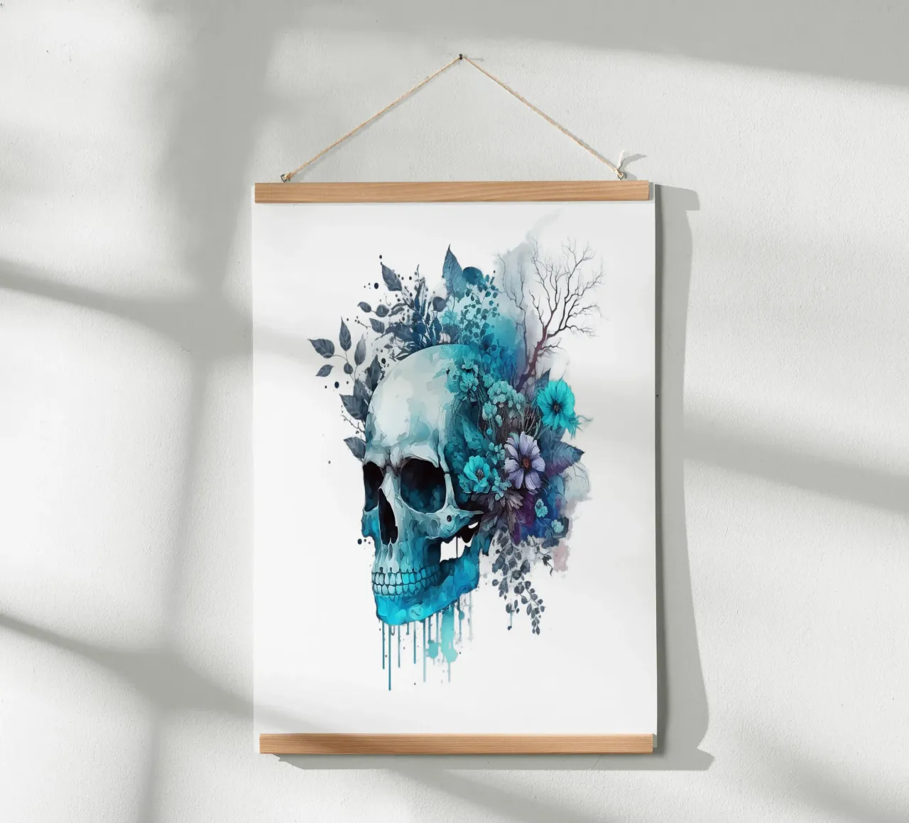 Cranio colorato con fiori carta hahnemühle da Yaso Design & Art
