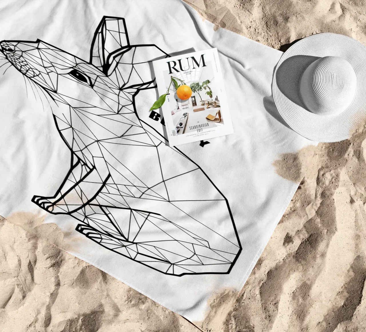 That's Art Bunny | Line art with a wink beach towel by Autofocus