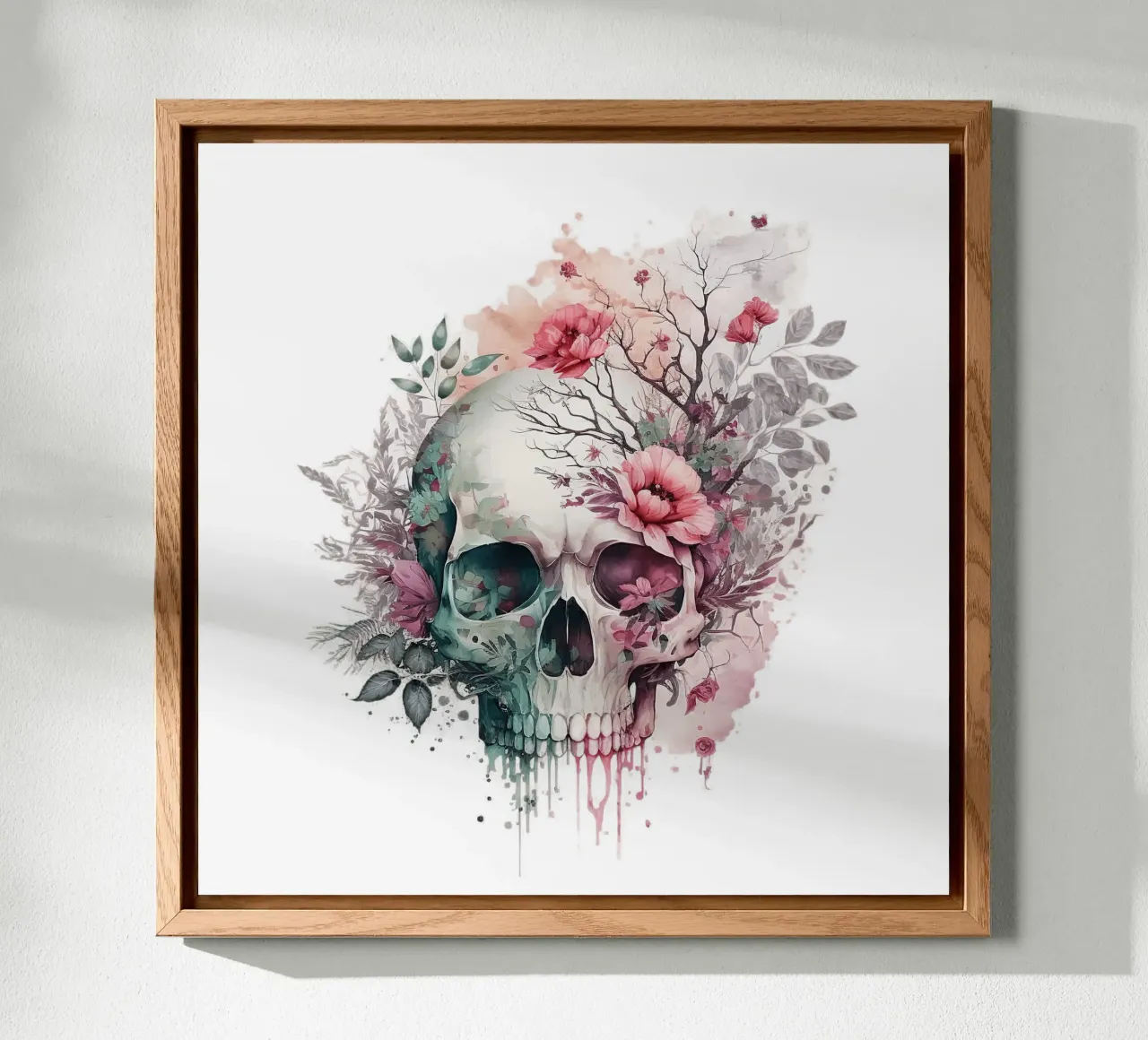 Cranio colorato con fiori alluminio dibond da Yaso Design & Art