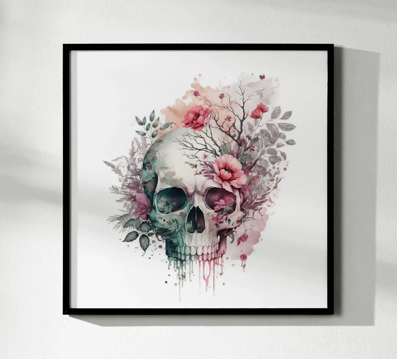 Cranio colorato con fiori carta hahnemühle da Yaso Design & Art