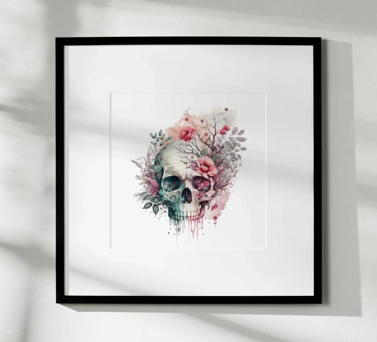 Cranio colorato con fiori carta hahnemühle da Yaso Design & Art