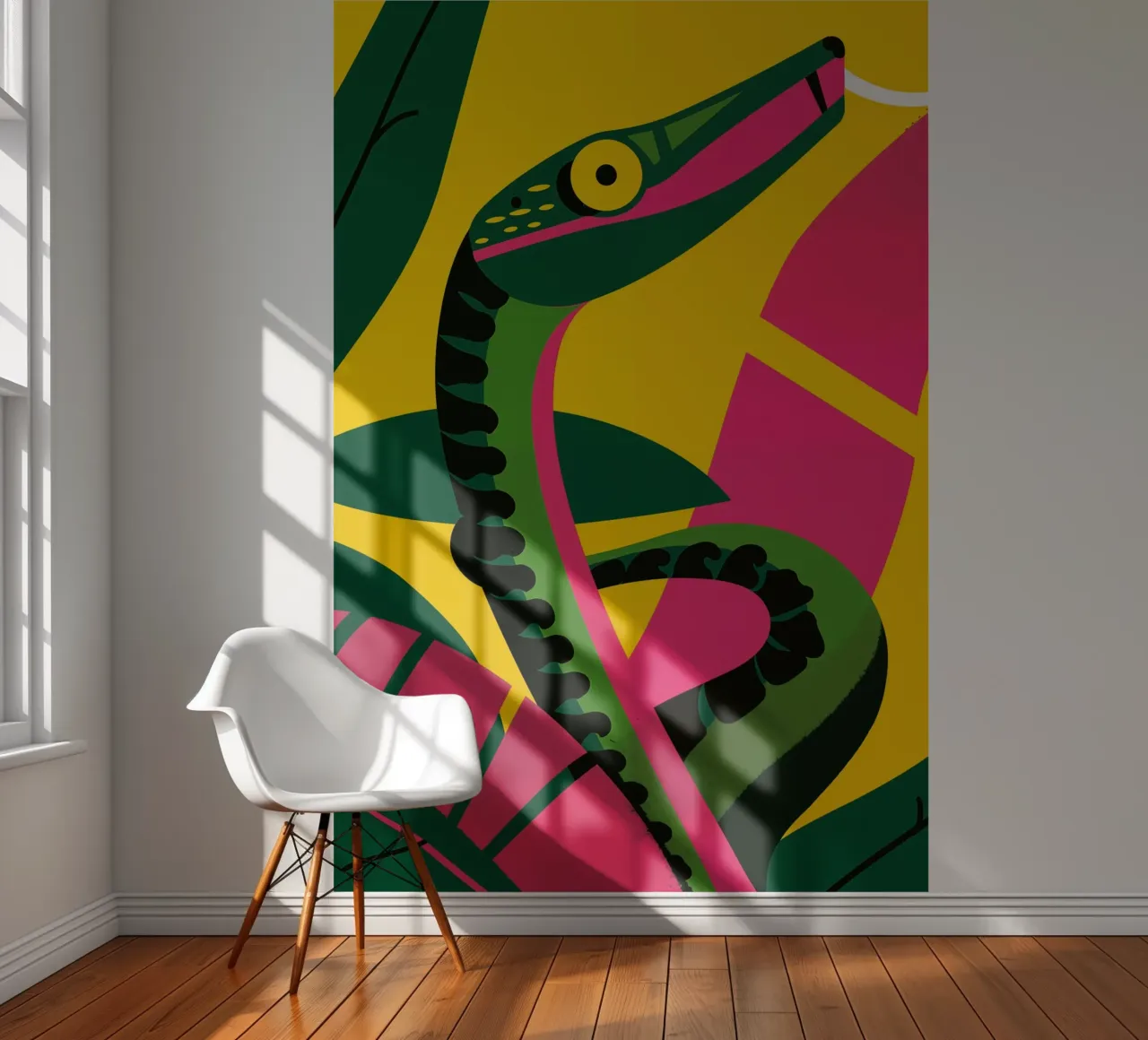 Serpent abstrait de la jungle avec morsure papier peint photo de Autofocus