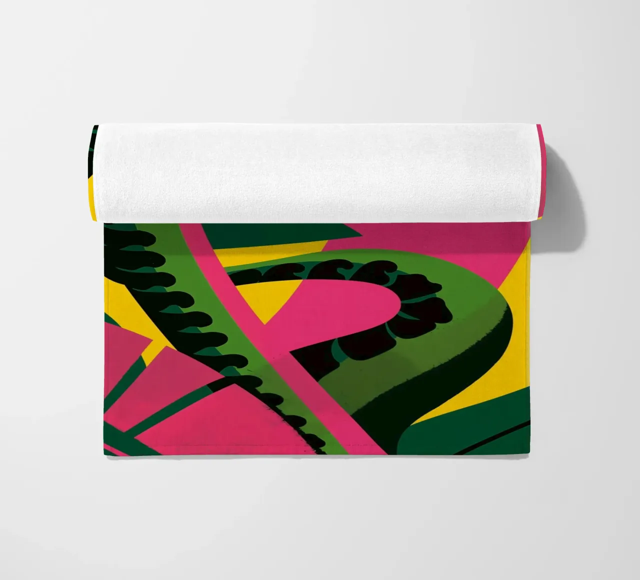 Abstract jungle snake with a bite beach towel by Autofocus