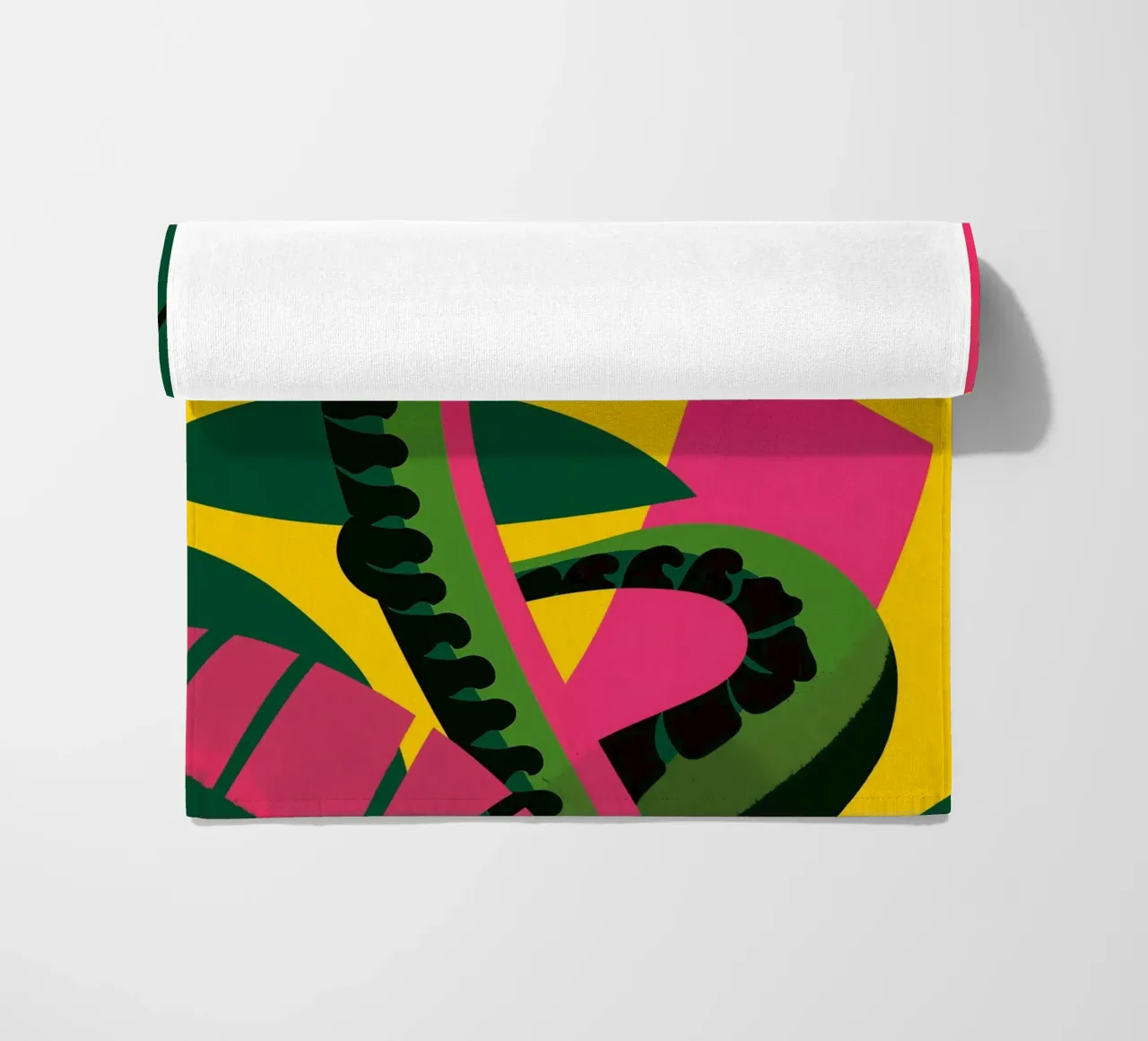 Abstract jungle snake with a bite beach towel by Autofocus