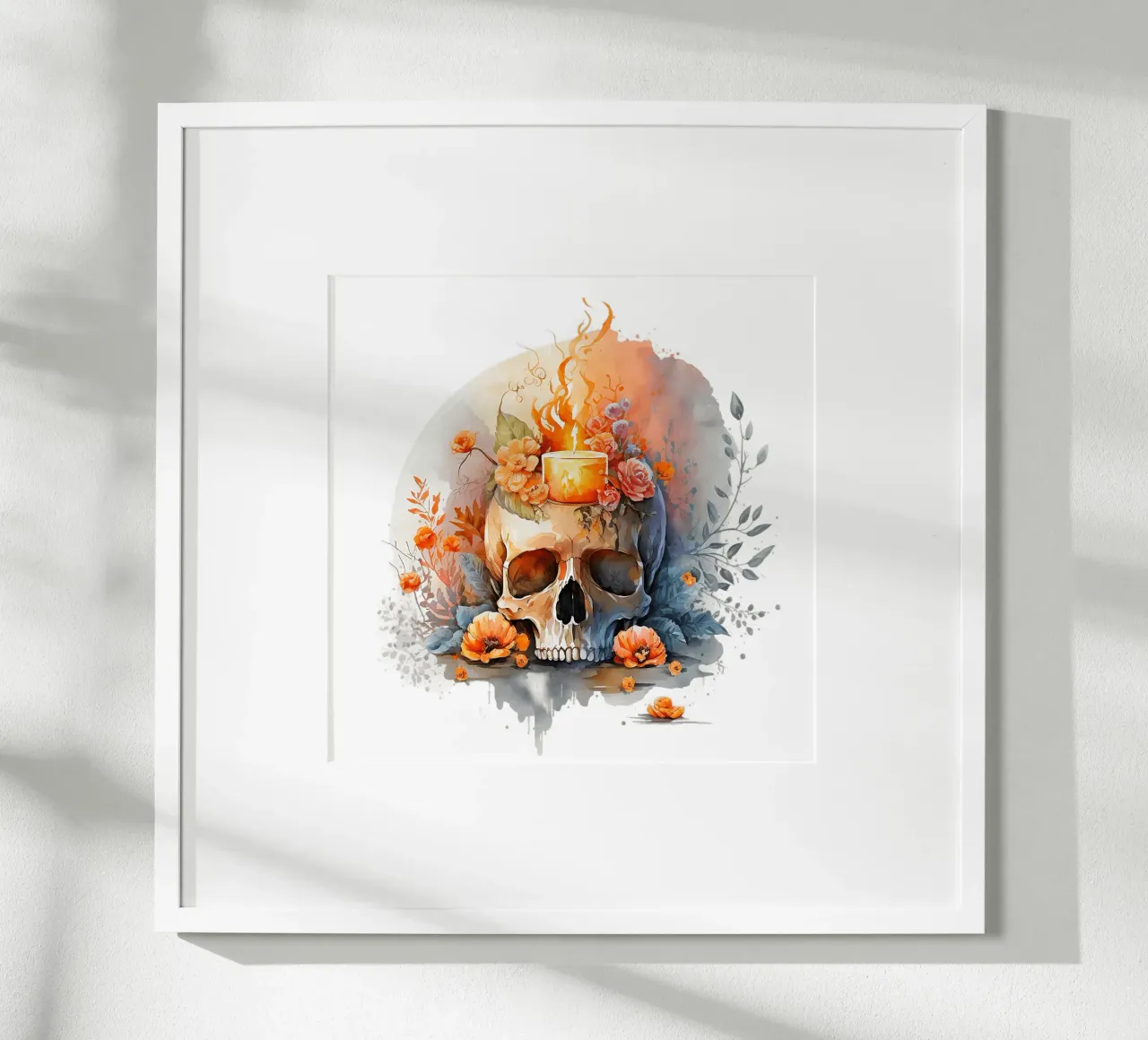 Cranio colorato con fiori carta hahnemühle da Yaso Design & Art