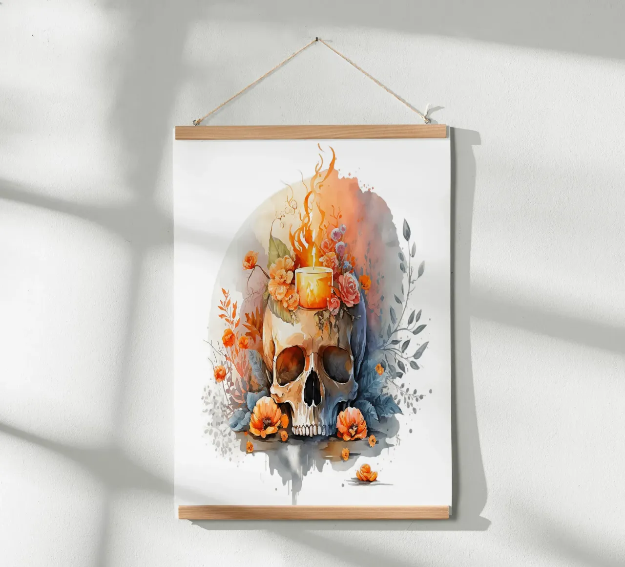 Cranio colorato con fiori carta hahnemühle da Yaso Design & Art