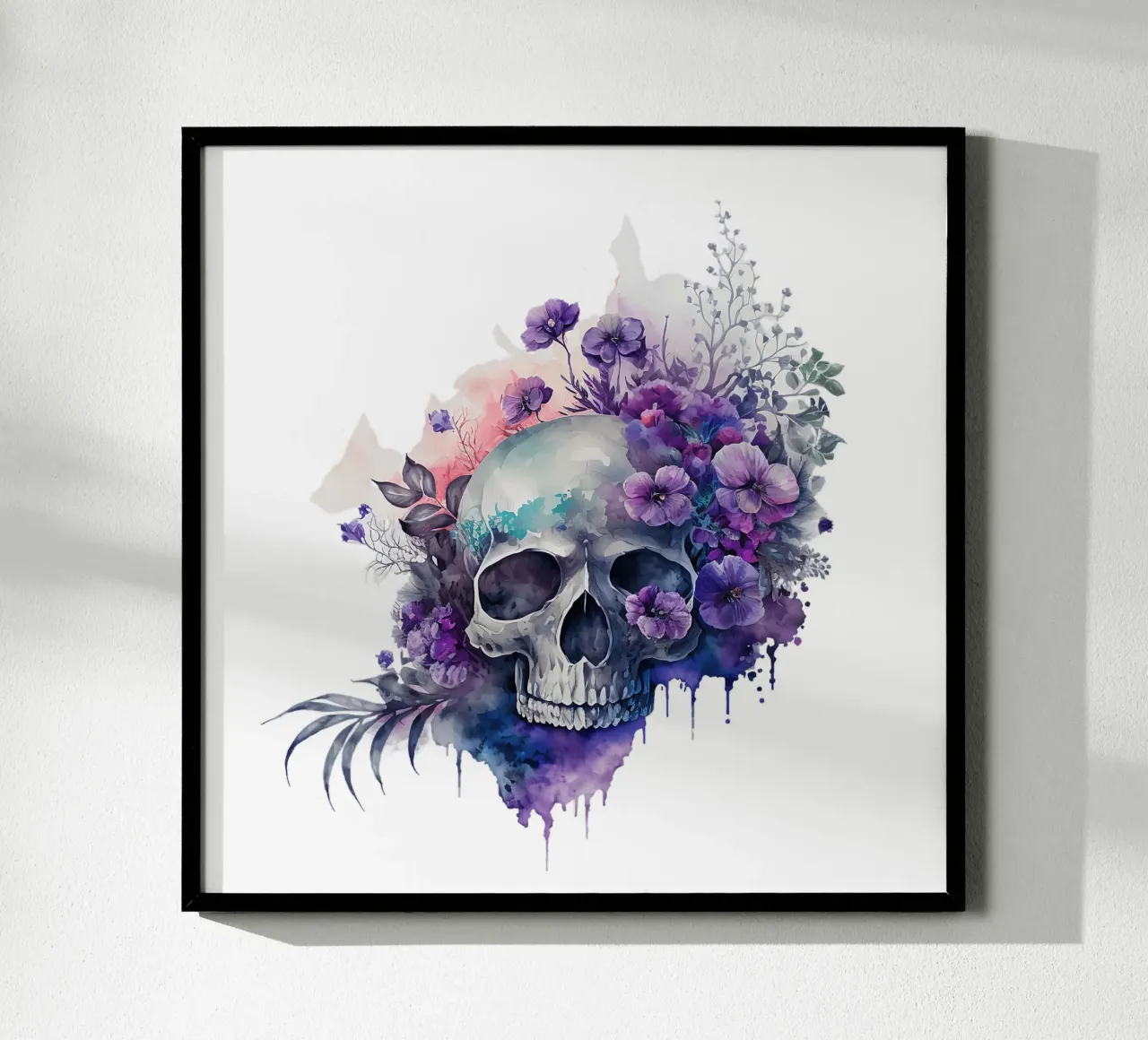 Cranio colorato con fiori carta hahnemühle da Yaso Design & Art
