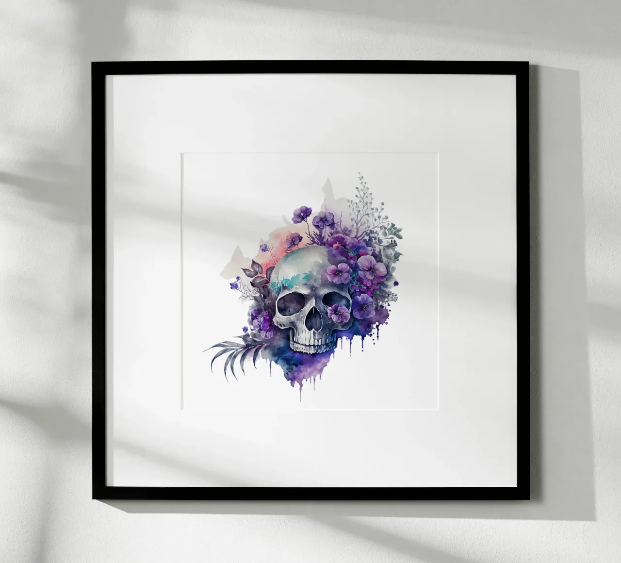 Cranio colorato con fiori carta hahnemühle da Yaso Design & Art