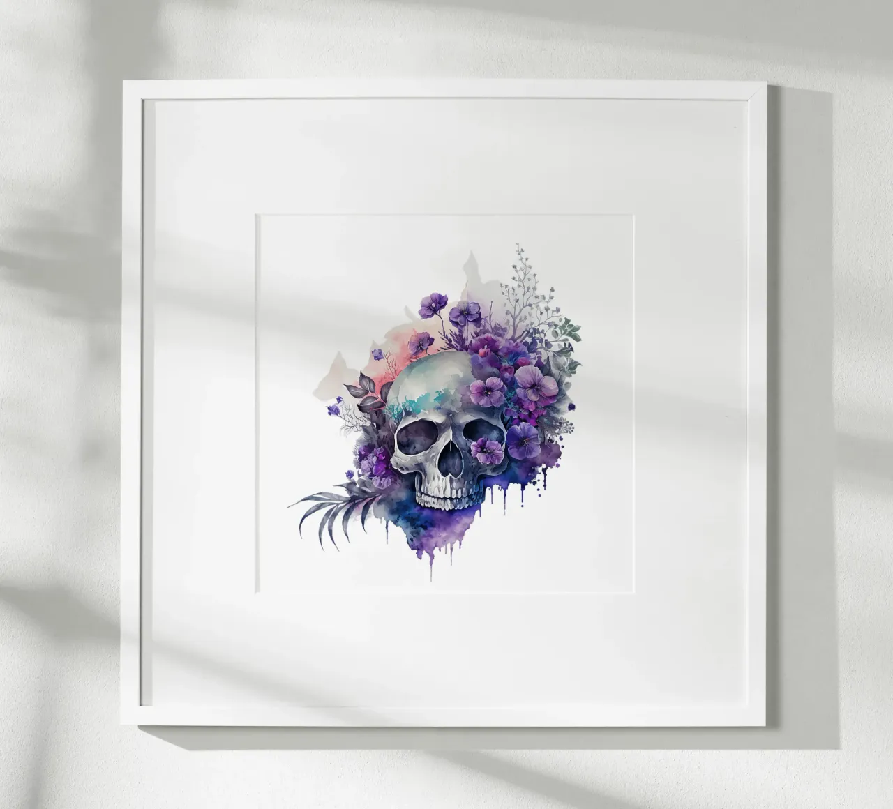 Cranio colorato con fiori carta hahnemühle da Yaso Design & Art