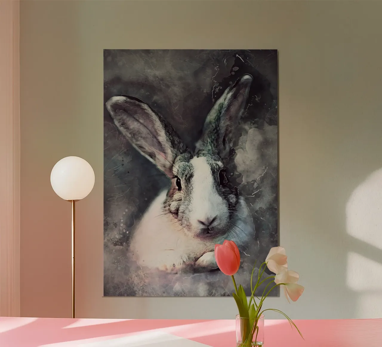 Coniglio animale acquerellato poster con telaio in plastica da Justyna Jaszke JBJart