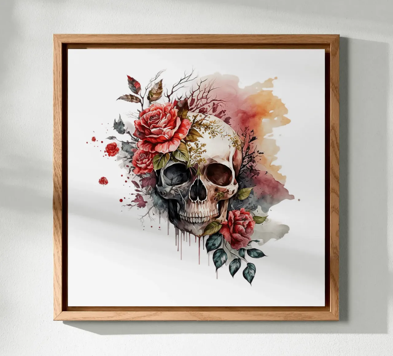 Cranio colorato con fiori alluminio dibond da Yaso Design & Art