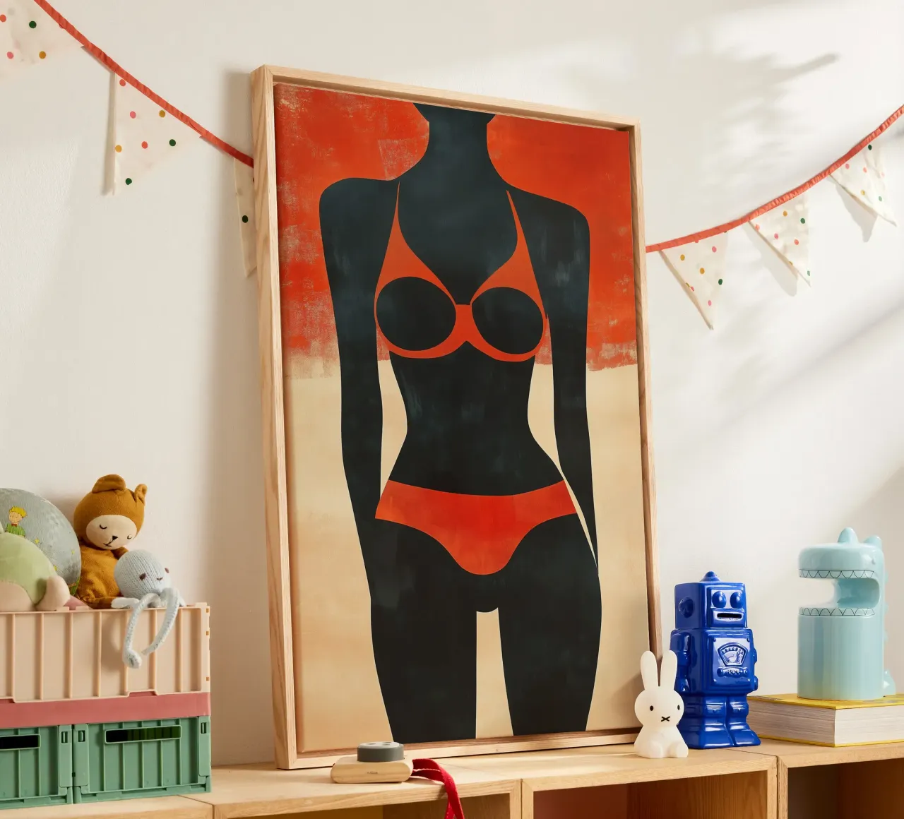 Cuerpo perfecto en bikini para la playa lienzo con Marco flotante de Autofocus