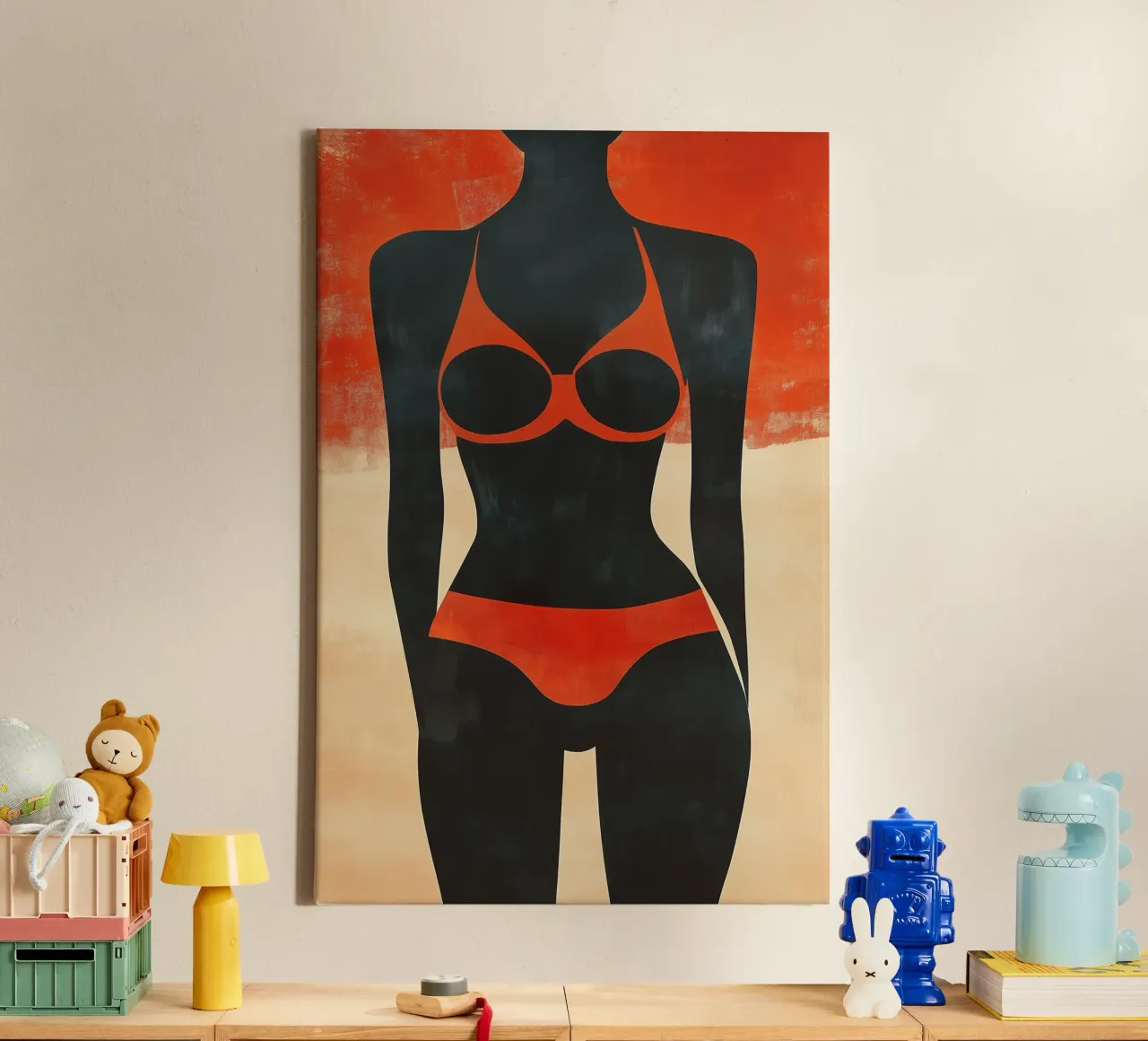 Cuerpo perfecto en bikini para la playa lienzo con Marco flotante de Autofocus
