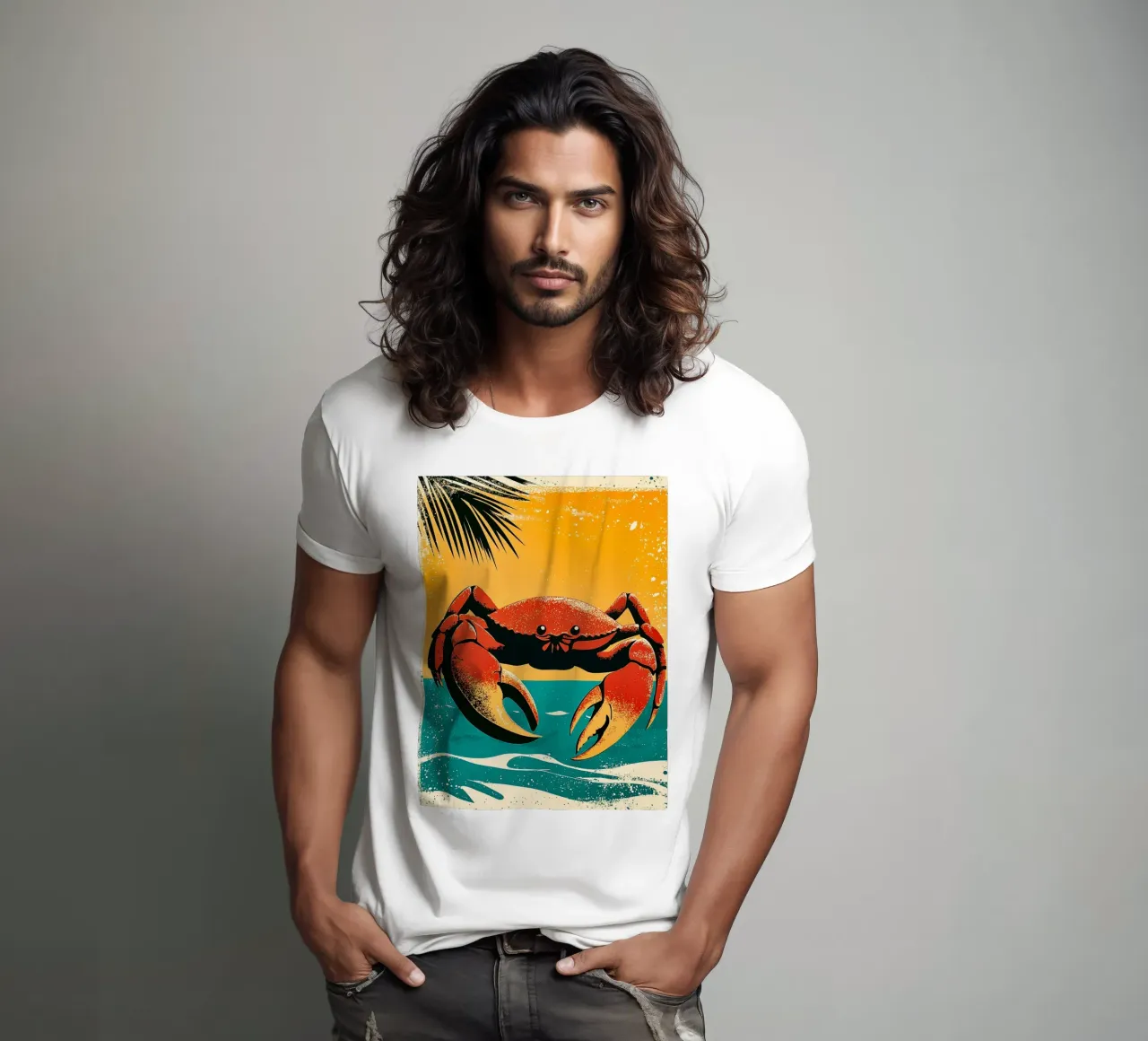 Granchio in vacanza su una spiaggia di palme | Stato d'animo delle vacanze t-shirt da Autofocus