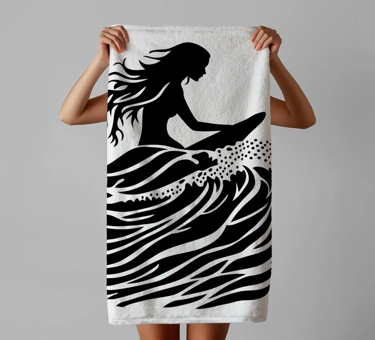 Minimalist surfer in the waves Logo towel by Autofocus