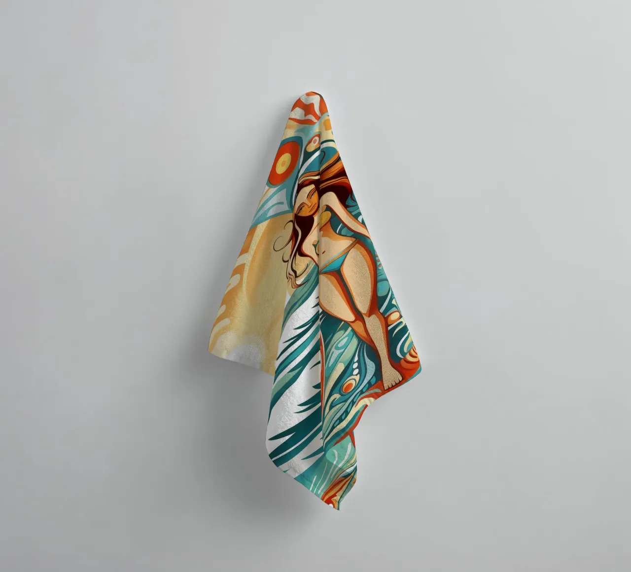 Vintage surf art in retro-psychedelic style towel by Autofocus