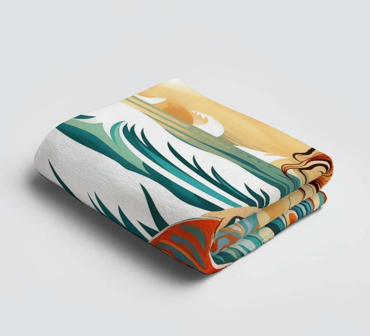 Vintage surf art in retro-psychedelic style towel by Autofocus