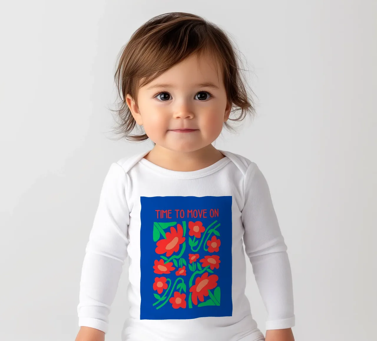 Time to Bloom long-sleeve baby romper by inspirational quote
