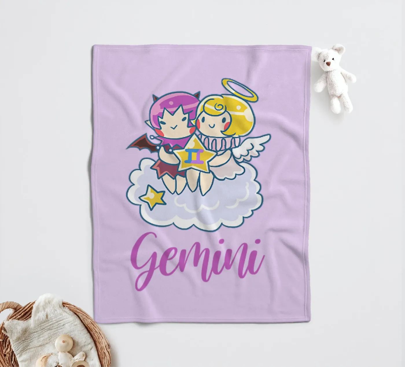 Gemini fleece blanket by Kiroiharu
