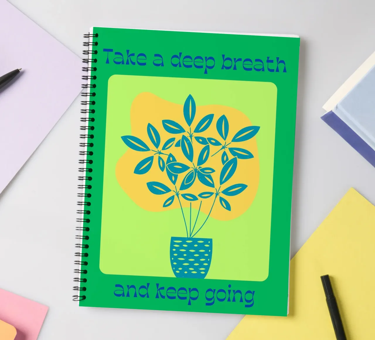 Take a Deep Breath and Keep Going spiral notebook by inspirational quote