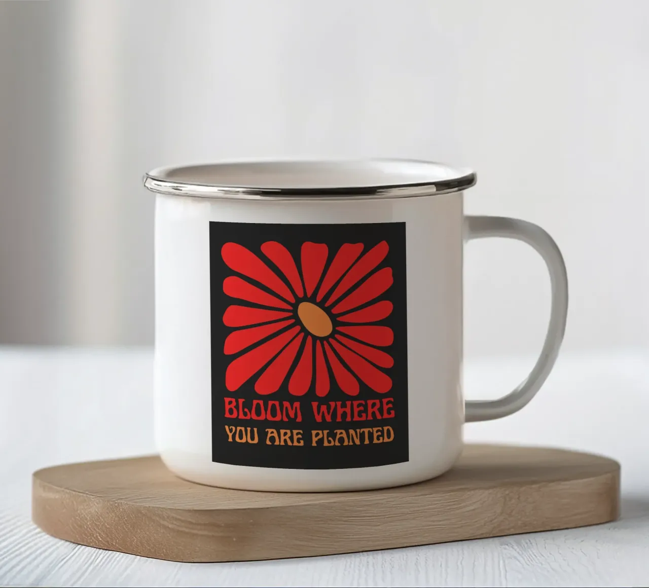 Sbocciare dove si è piantati tazza in smalto da inspirational quote