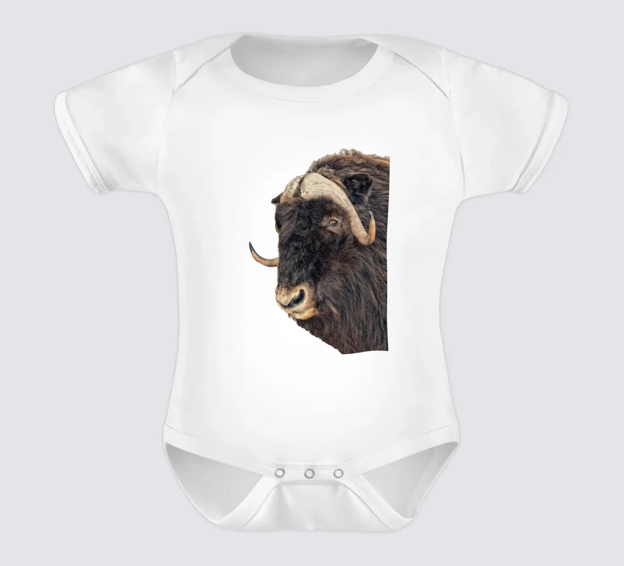 Majestic Power: Testa di Bisonte body neonato maniche corte da Curious Collections by Marielle Leenders