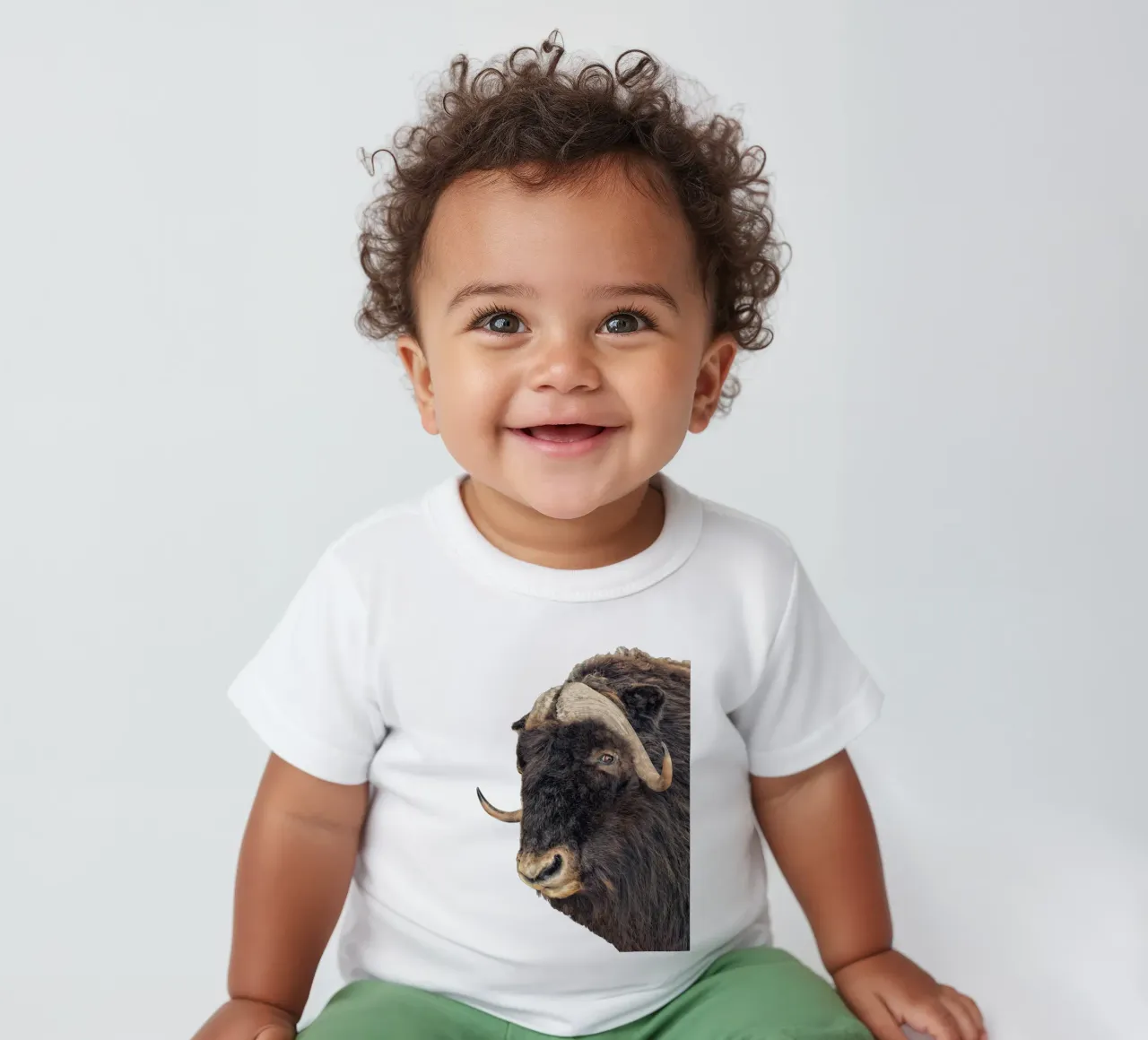 Majestic Power: Testa di Bisonte maglietta neonato da Curious Collections by Marielle Leenders