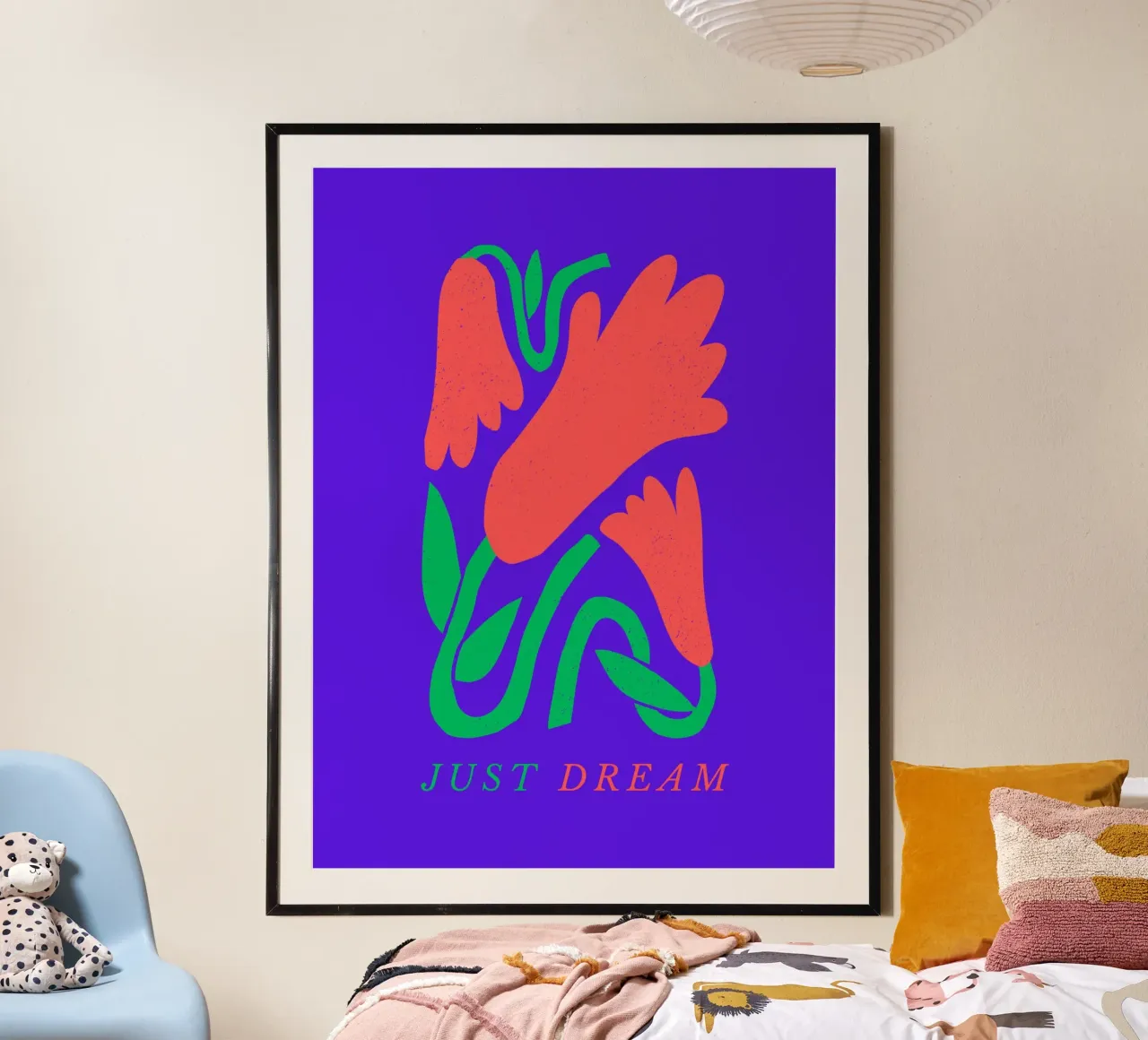 Einfach träumen Poster mit Holzrahmen von inspirational quote