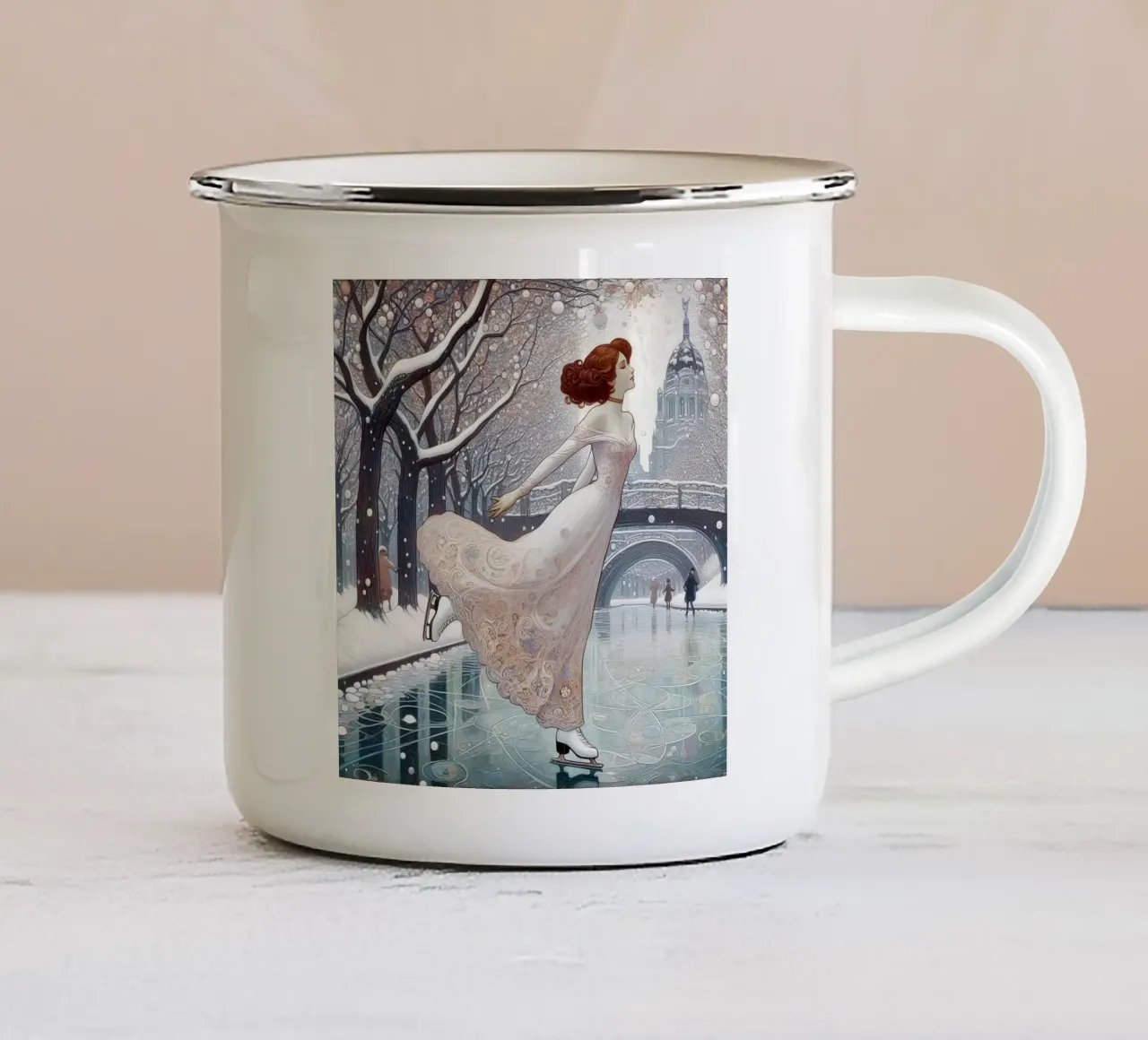 Dancing on Ice tazza in smalto da Art-Nouveau-Dsg