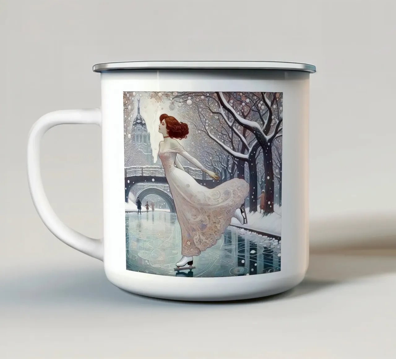 Dancing on Ice tazza in smalto da Art-Nouveau-Dsg