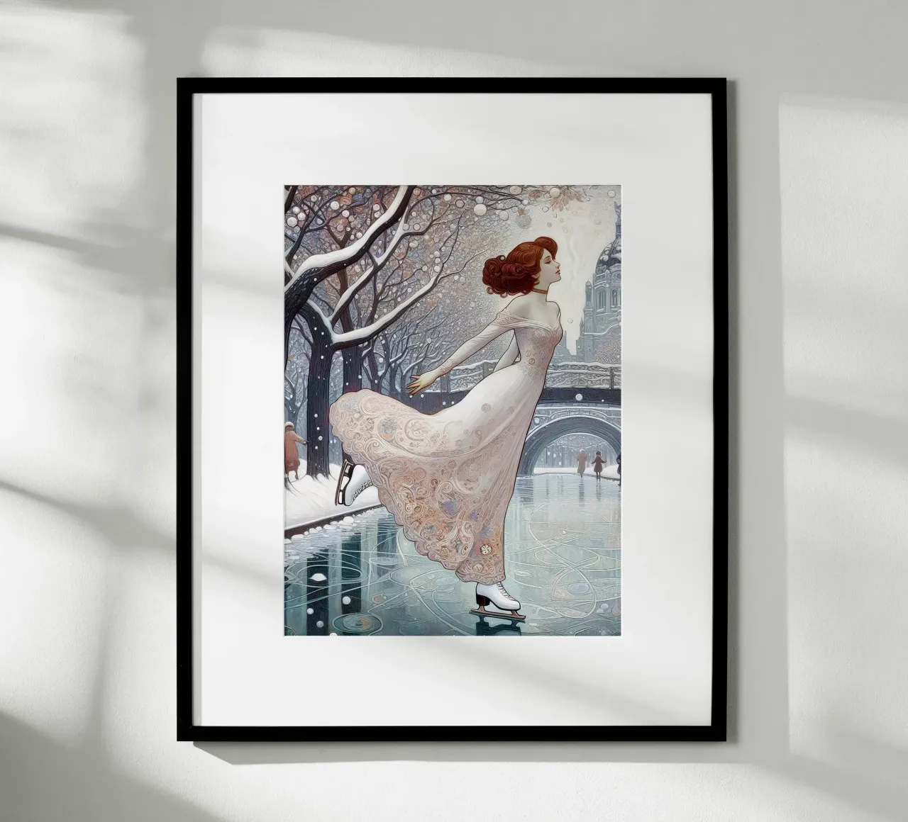 Dancing on Ice poster con telaio in legno da Art-Nouveau-Dsg