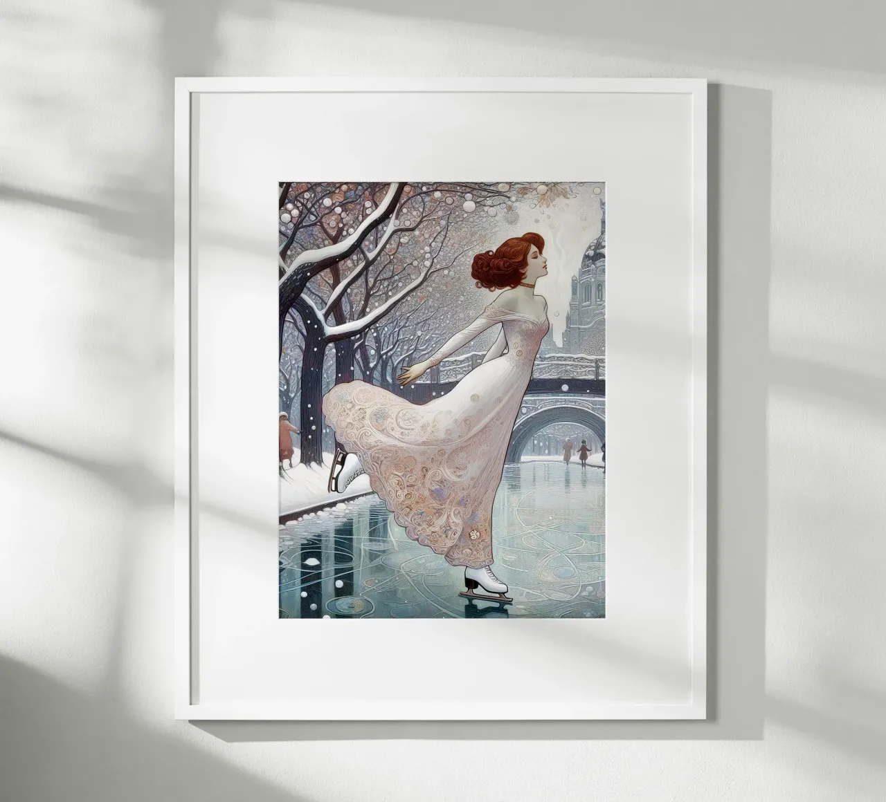 Dancing on Ice poster con telaio in legno da Art-Nouveau-Dsg