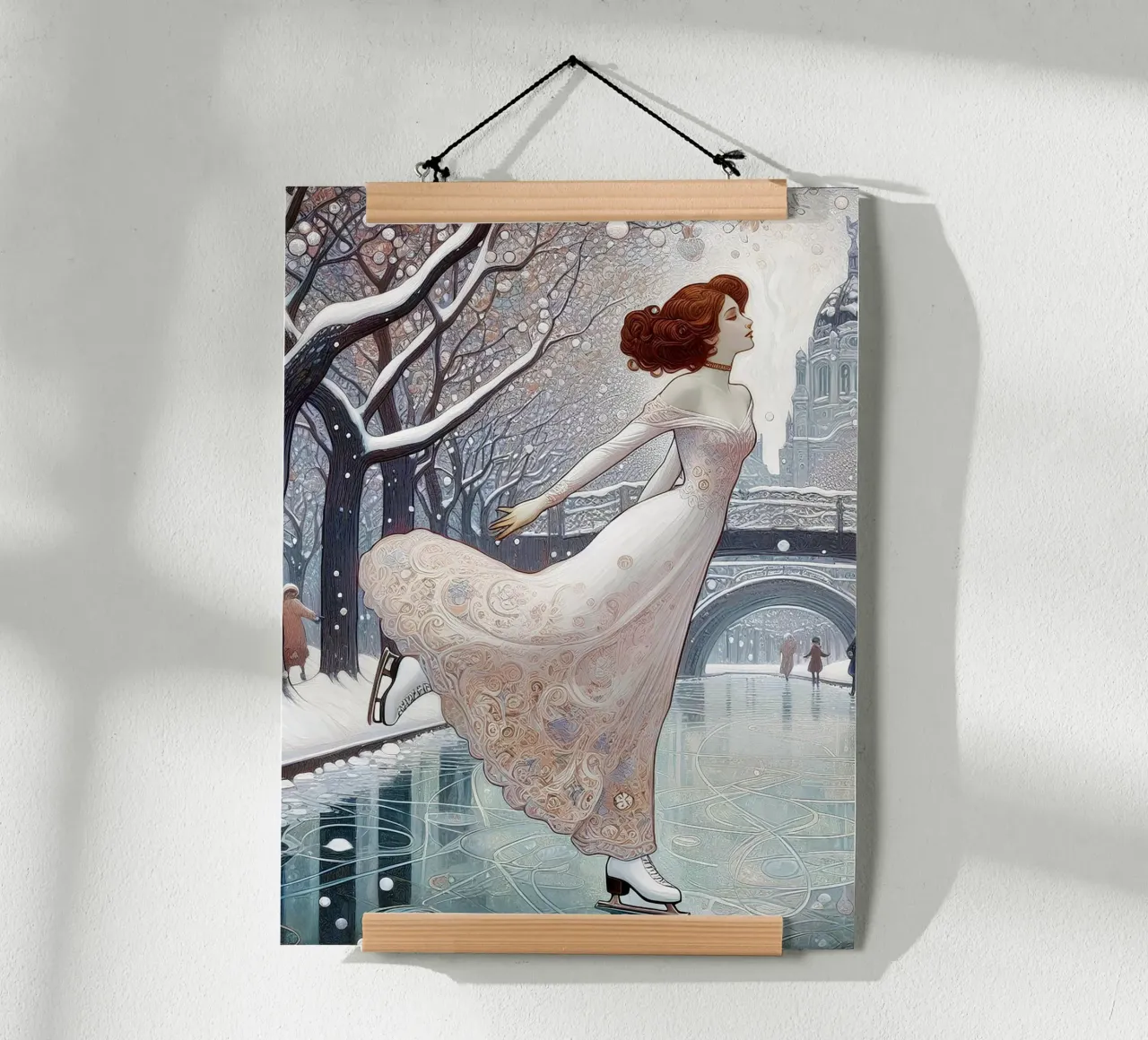 Dancing on Ice poster con telaio in legno da Art-Nouveau-Dsg