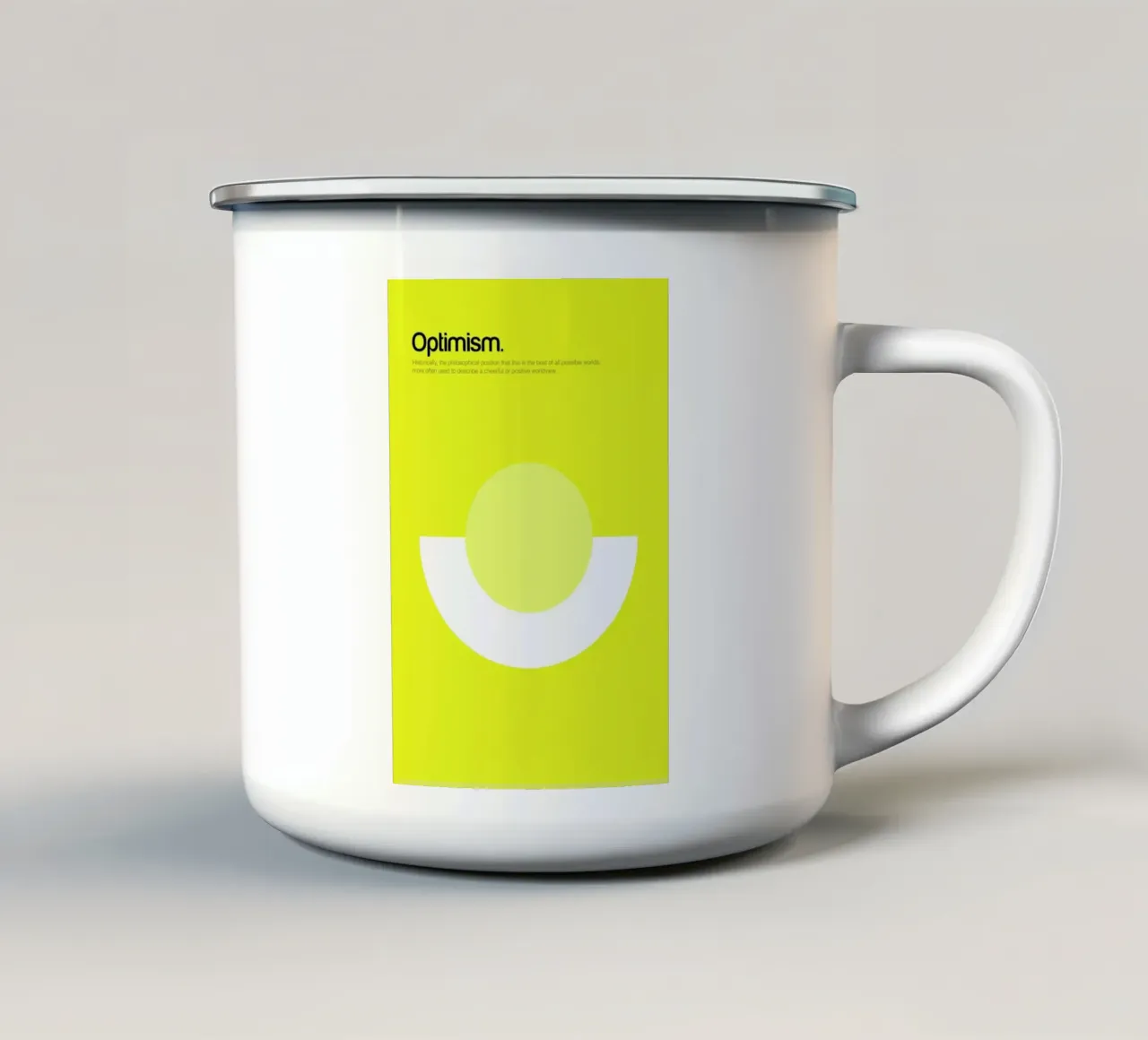 Optimism Emaille Tasse von Genís Carreras