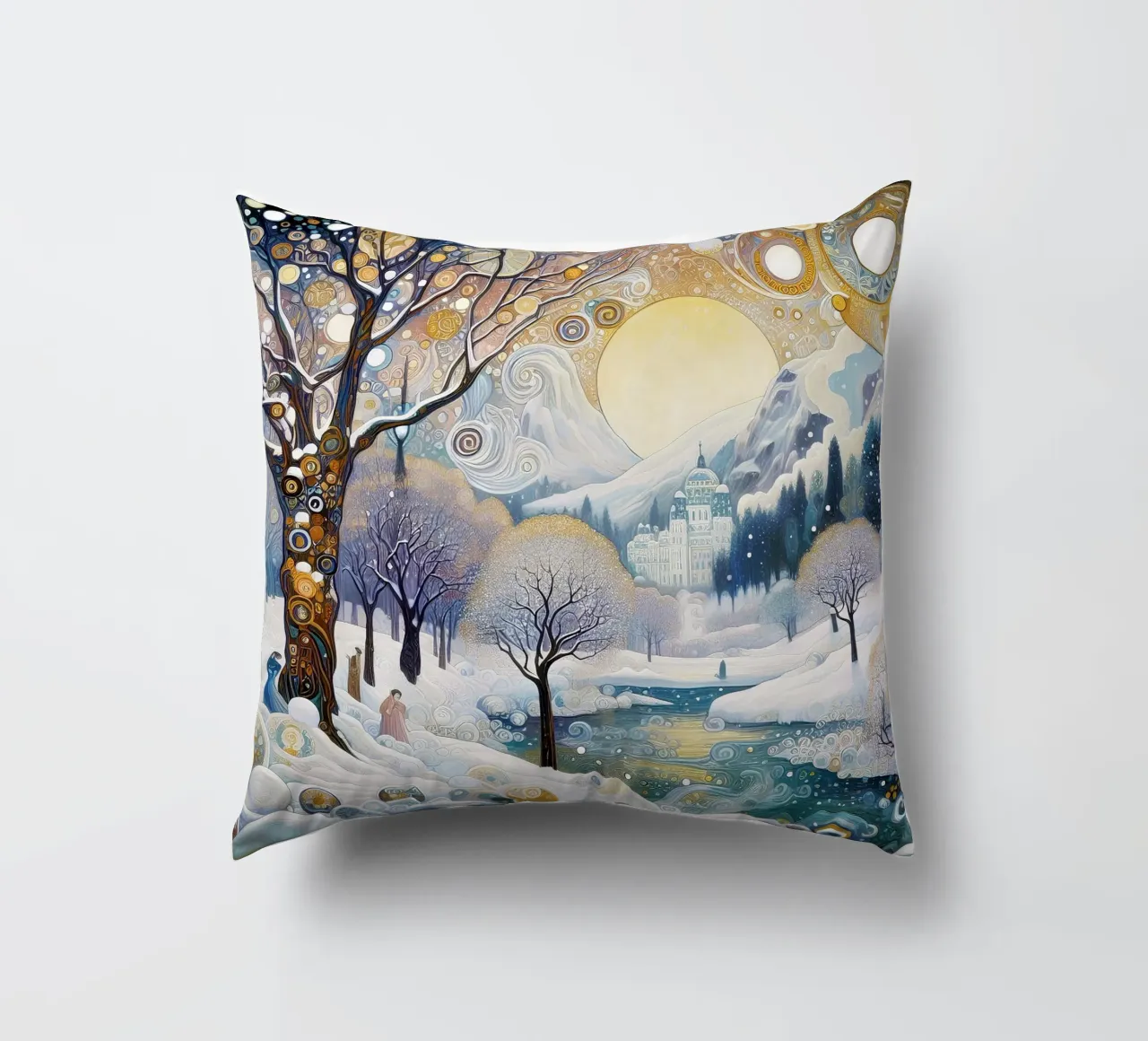 Paesaggio invernale cuscino da Art-Nouveau-Dsg