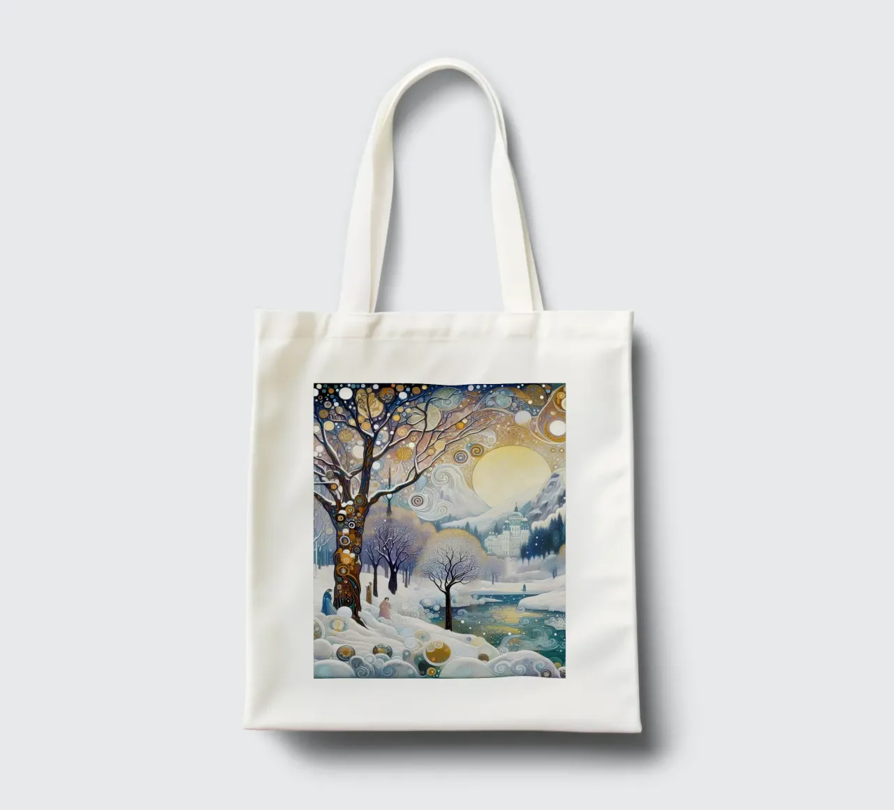 Paesaggio invernale borsa in juta da Art-Nouveau-Dsg