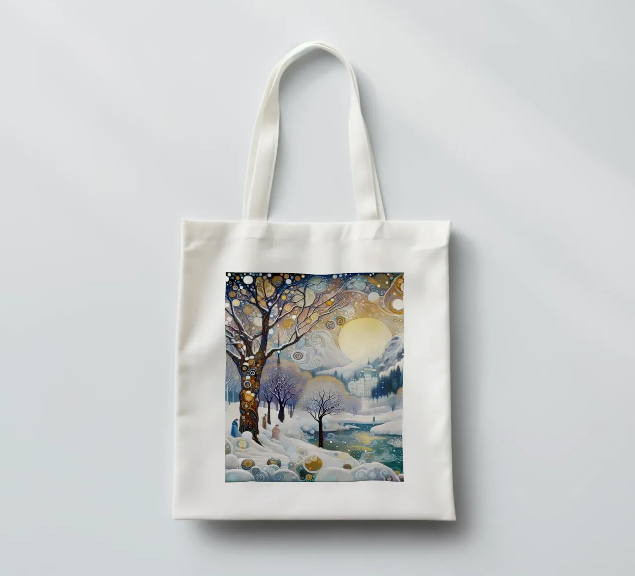 Paesaggio invernale borsa in juta da Art-Nouveau-Dsg