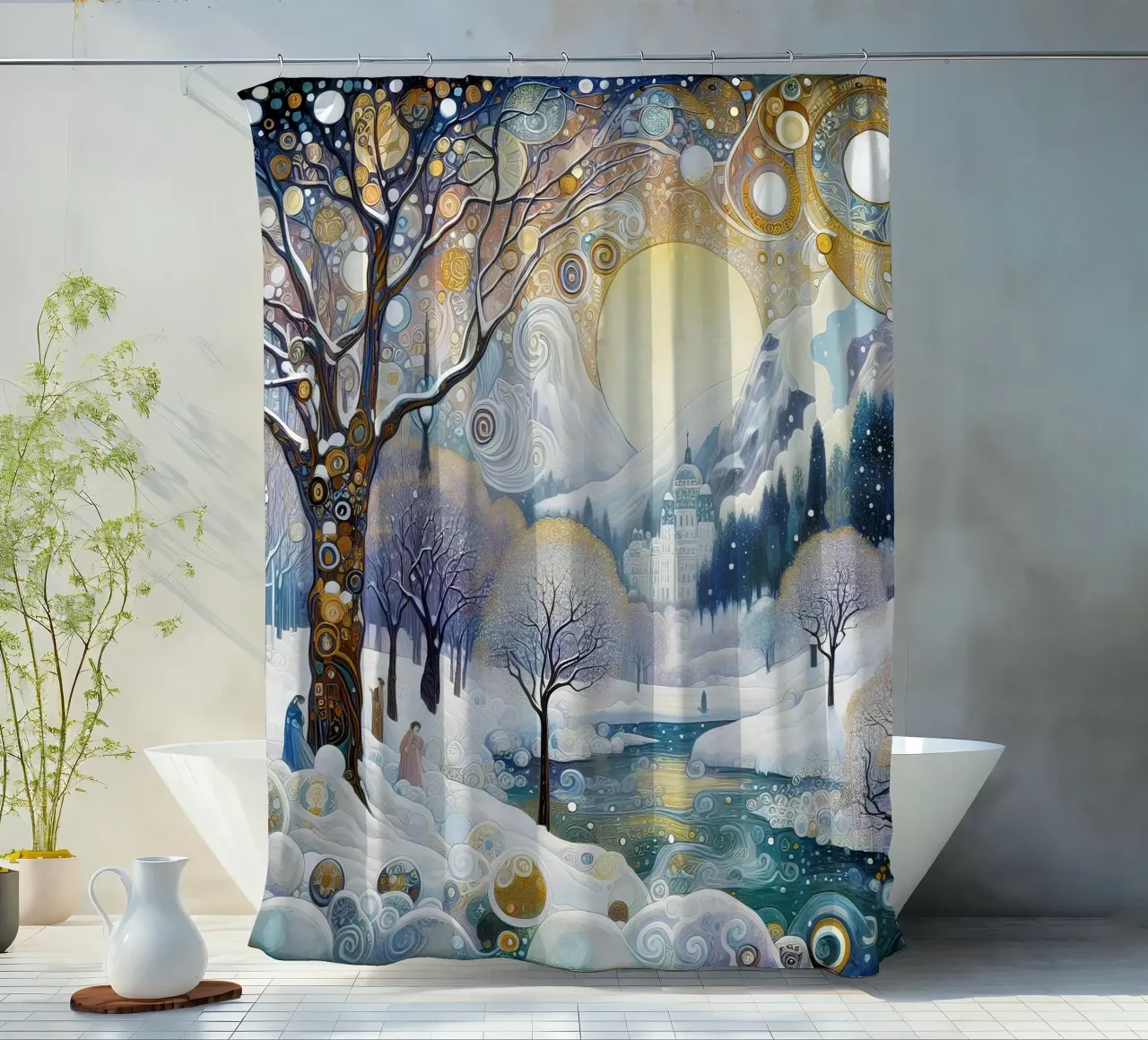 Paesaggio invernale tenda da doccia da Art-Nouveau-Dsg