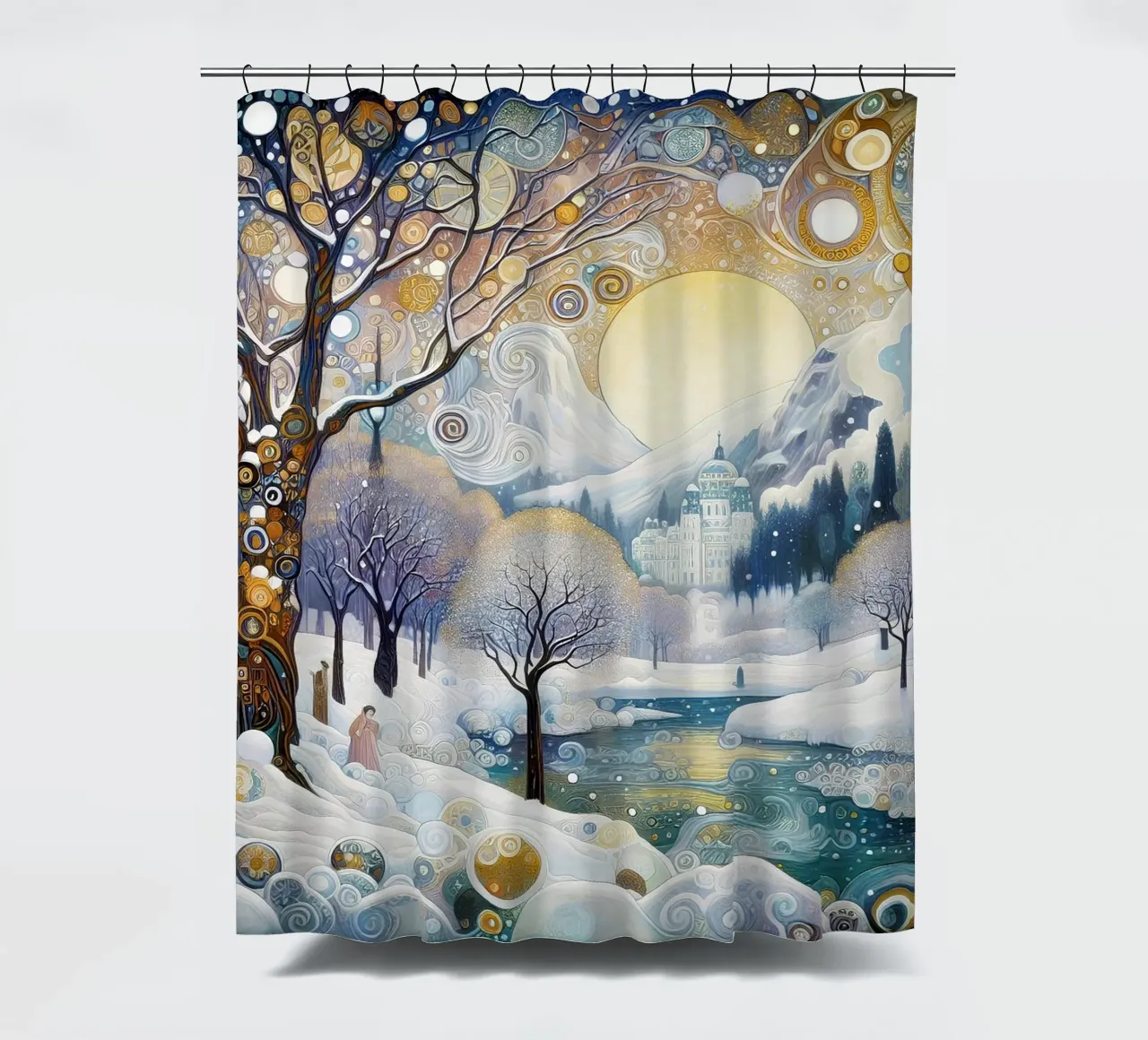 Paesaggio invernale tenda da doccia da Art-Nouveau-Dsg
