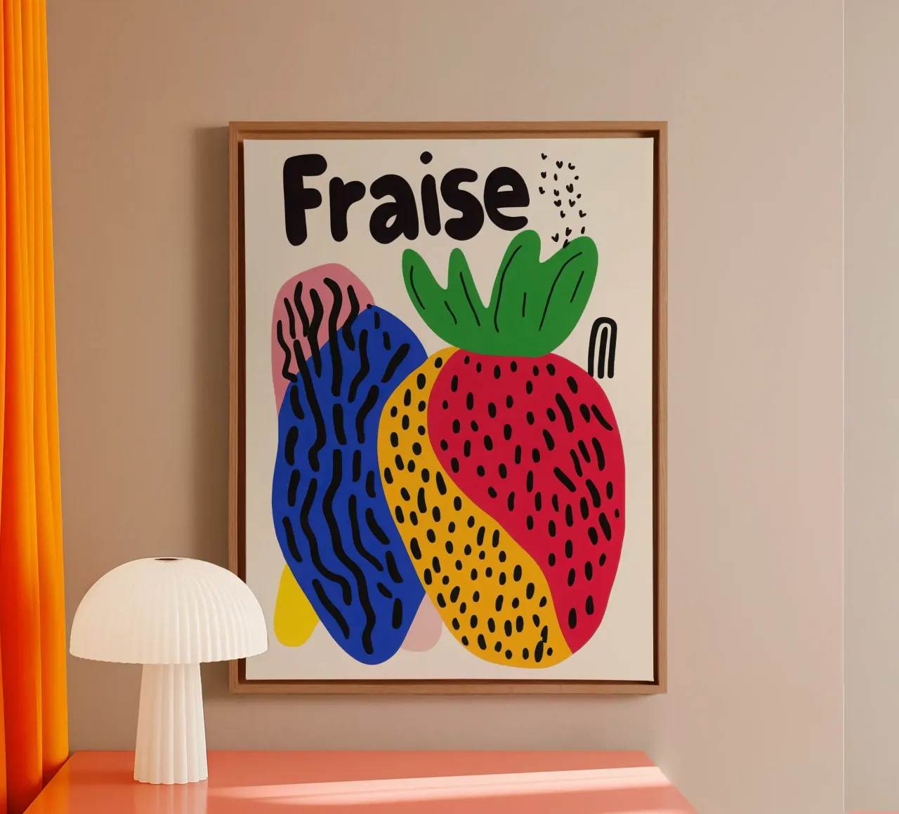 Fraise Pop Art tela con Cornice a cassetta da Pop and Fruits - Affiches & posters