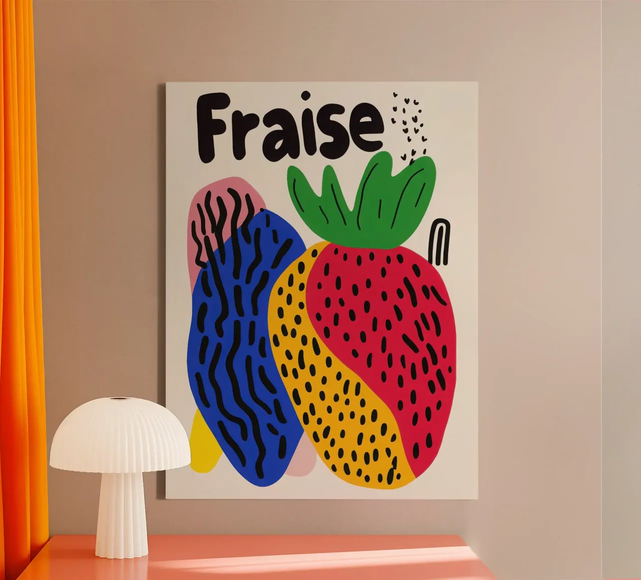 Fraise Pop Art tela con Cornice a cassetta da Pop and Fruits - Affiches & posters