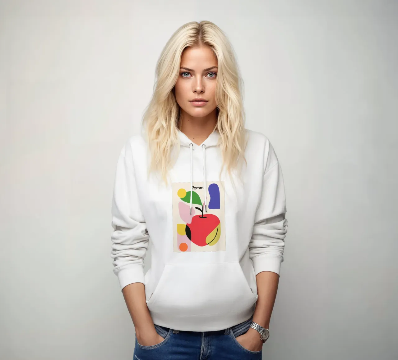 Modernistische appel hoodie van Pop and Fruits - Affiches & posters