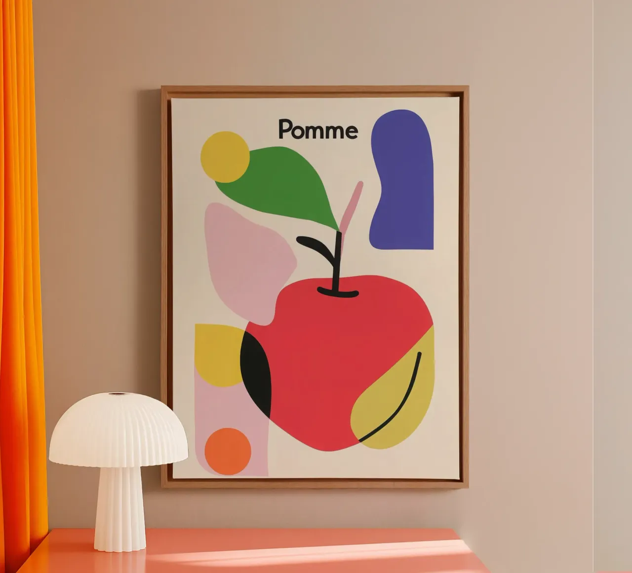 Mela modernista tela con Cornice a cassetta da Pop and Fruits - Affiches & posters